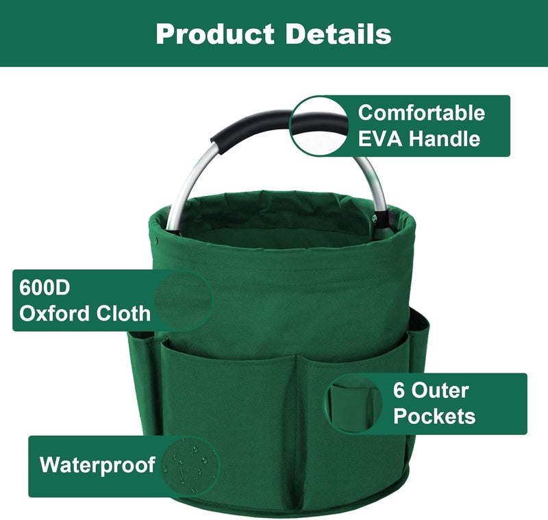 Bototack Cleaning Caddy with Handle, Cleaning Products Organiser, 17L Foldable Storage Basket, Cleaning Caddy Organiser, Portable Multi Cleaning Bucket Bag for Home, Garden (Green) - Image 5